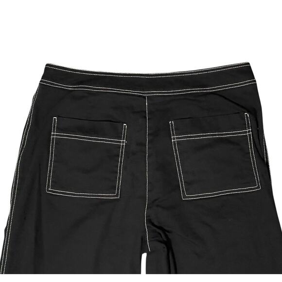 Barbara Lesser Fibers Size 12 Black Cropped Wide Leg High-Rise Jeans- Edgy - Picture 3 of 10